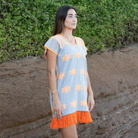 Huipil mexicano tres cuartos con barbas